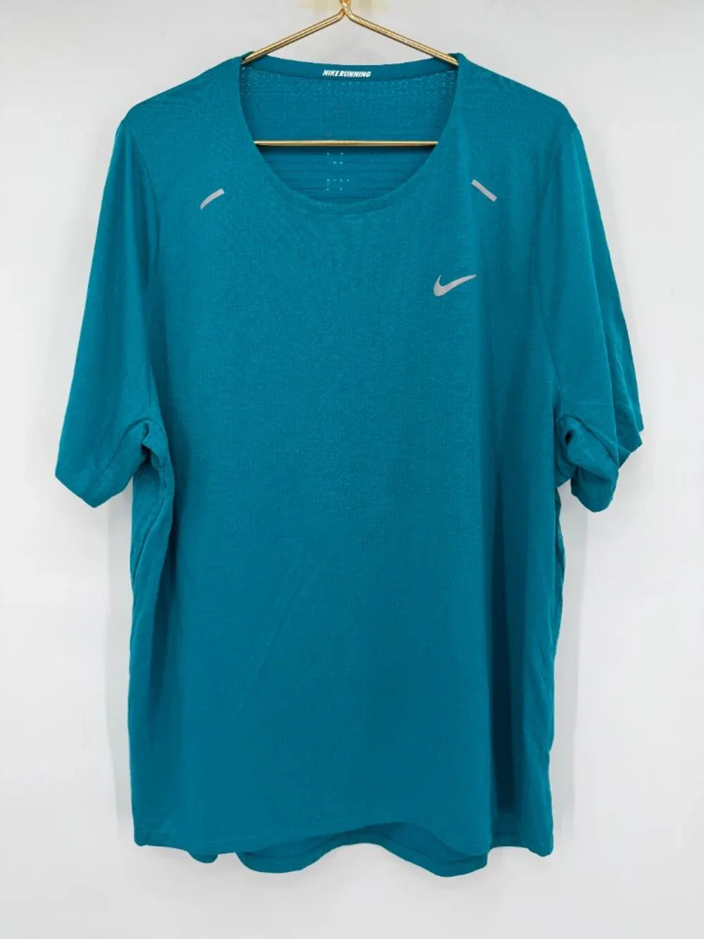 Nike Running Dri-FIT Peloton Women's XXL Short Sleeve Running Shirt Teal Blue